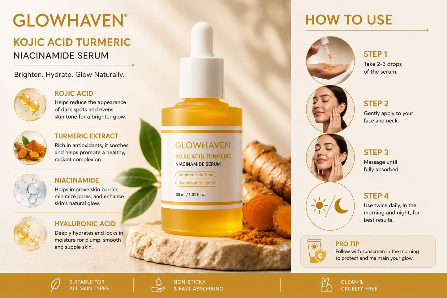 Kojic Acid, Turmeric and Niacinamide Serum
